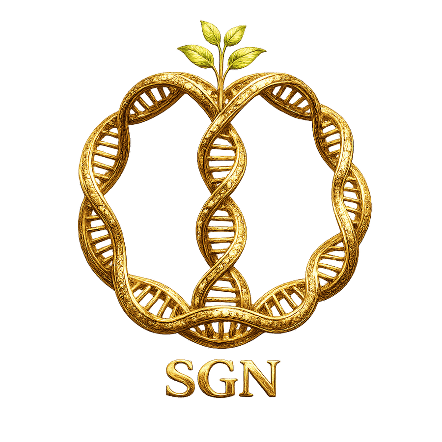 Soular Genetic Nutrition — golden DNA helix logo